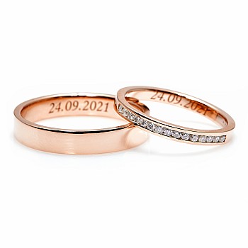 Wedding rings v185.2 in Gold or Platinum with Diamonds