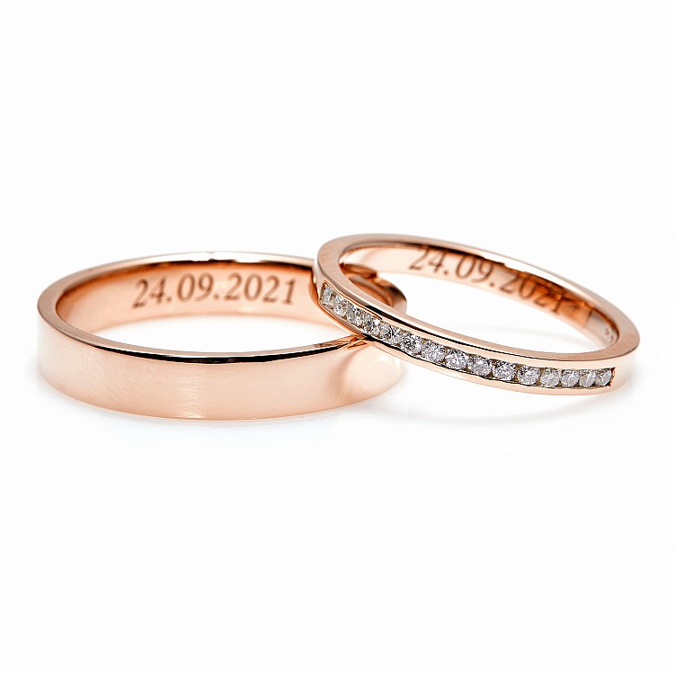 Wedding rings v185.2 in Gold or Platinum with Diamonds