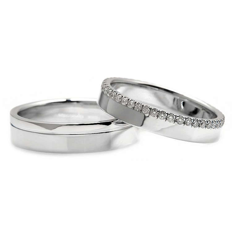 Two-tone Gold or Platinum Diamond Wedding Rings v186