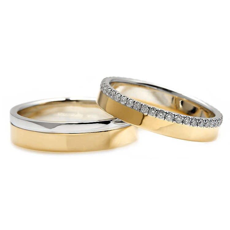 Two-tone Gold or Platinum Diamond Wedding Rings v186