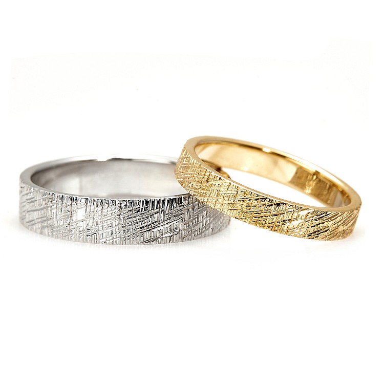 Wedding rings v191 in Gold or Platinum Tree Bark Model