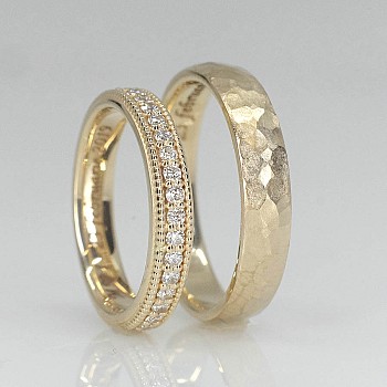 Wedding rings v197 Custom in Gold or Platinum with Diamonds