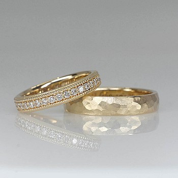 Wedding rings v197 Custom in Gold or Platinum with Diamonds