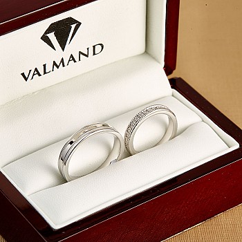 Custom v197.1 Gold or Platinum Wedding Rings with Diamonds