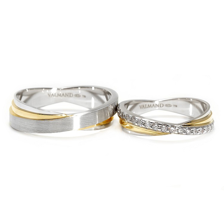 Bicolor Wedding Rings in Gold or Platinum with Natural Diamonds v200