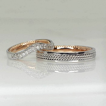 Vintage Wedding Rings with Braid v228 in Gold or Platinum with Diamonds