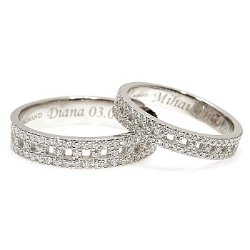 Wedding rings v2886 in Gold or Platinum with Diamonds