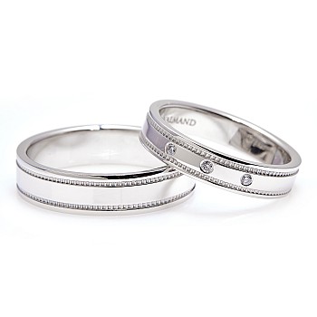 Wedding rings v324.1 in Gold or Platinum with Diamonds