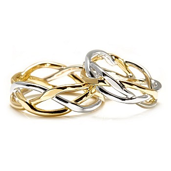 Celtic Knot Two-Tone Gold Wedding Rings v3981