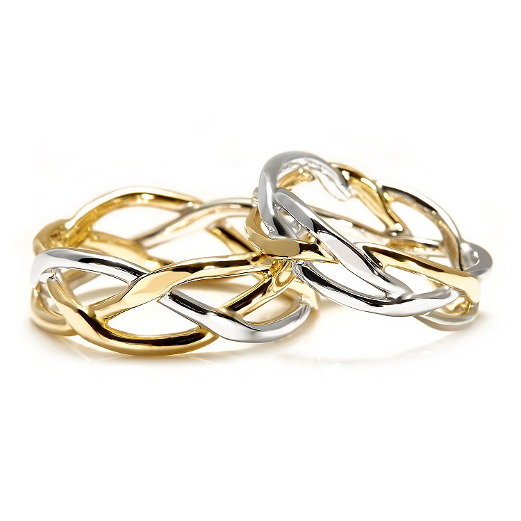 Celtic Knot Two-Tone Gold Wedding Rings v3981