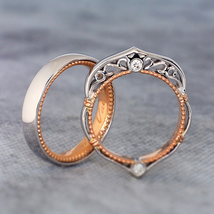 Wedding rings Model Verragio v755 in Gold or Platinum with Diamonds