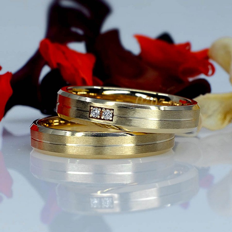 Wedding rings v841 in Gold or Platinum with Diamonds