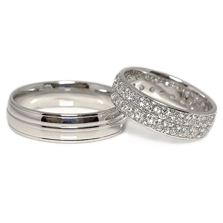 Wedding rings v847 in Gold with Diamonds