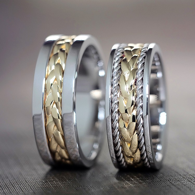 Wedding rings v910 in Yellow and White Gold