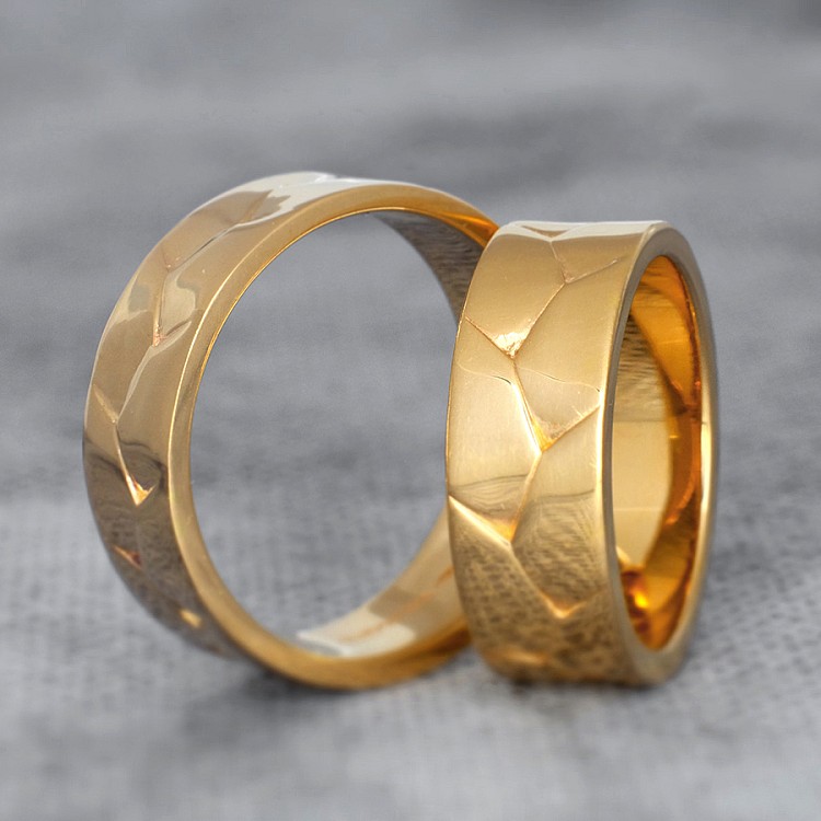 Wedding rings v9151 in Gold Inspired by Nature