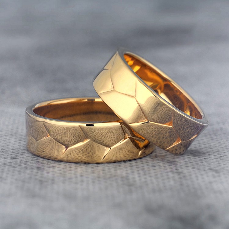 Wedding rings v9151 in Gold Inspired by Nature